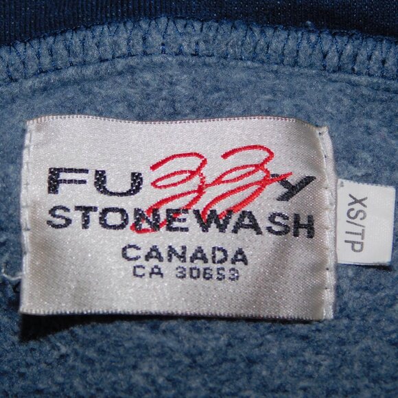 VTG Fuzzy Stonewash 1/4 Zip native embroidered oversized Sweatshirt XS unisex - Picture 4 of 12